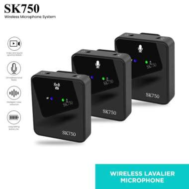 SK750 Microphone Clip On Wireless Mic Camera HP Dual Mikrofon