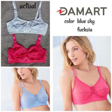 Bra Damart Nonpad Nonwire Cup Lace Flower Blue Sky 40D