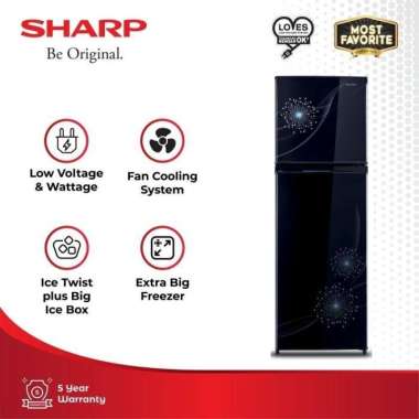 Kulkas SHARP 2 Pintu 256L / SJ-317MG-DB / SJ-317MG-DP (Shine) Biru