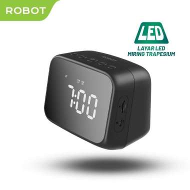 Robot RB170 Bluetooth Wireless Speaker LED Alarm Clock Jam Digital Hitam