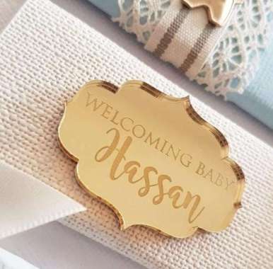 Gold Custom Acrylic Mirror Tags | Hampers Tag Akrilik Mirror | Label