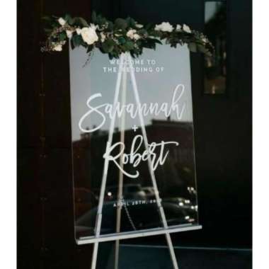acrylic welcome sign in/papan lamaran akrilik 40x60cm