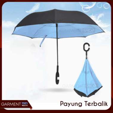 Payung Terbalik Besar 2 Lapis Kain Gagang C Reverse Umbrella Polos 11. HUJAN