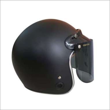 Helm Bogo Retro ANT List Chrome Blackdoff Silver (free kaca helm) kaca datar