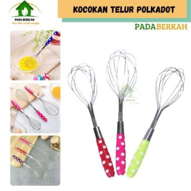 Pengocok Kocokan Telur Polkadot Kocokan Telur Manual Mix Stainless Kecil
