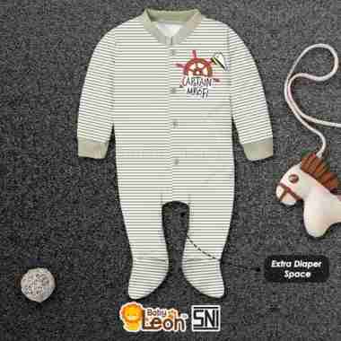 1 Pcs BABY LEON Jumpsuit Bayi BC-072 Kaki Tertutup Lengan Panjang Jumper Bayi Laki-Laki Newborn Baju