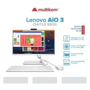 PC AIO LENOVO 3 24ITL6 69ID I3 1115G4 4GB 512SSD FHD IPS DOS