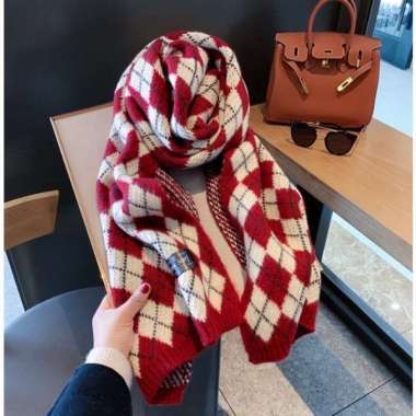 SUPERVICE IMPORT ARGYLLE WINTER LONG SCARF SHAWL WOOL CASHMERE SELENDANG PASHMINA SYAL RAJUT WOL WAN