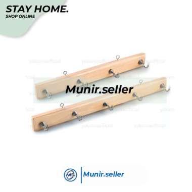 PROMO KAPSTOK HANGER GANTUNGAN BAJU KAYU - 2 PCS 4 KAIT LIMITED