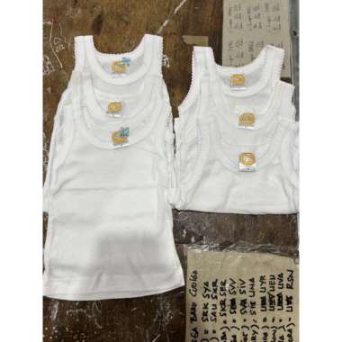 (6pcs) Singlet dalaman anak Finka putih polos katun termurah O Putih