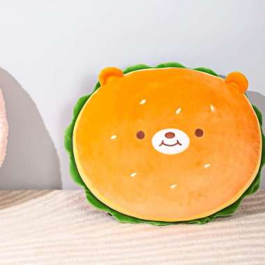 MINISO Boneka Bantal Mainan Mewah Burger Lucu Boneka Anak Lembut Plush Toy Seri Makanan Lembut Maina