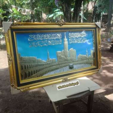 Lukisan Masjidil Haram Makkah MHS Kuningan asli 143x85cm Mewah