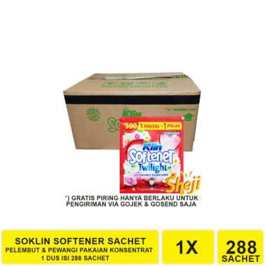 1 DUS ISI 288 SACHET SOKLIN SOFTENER PEWANGI PAKAIAN TWILIGHT MERAH 1 DUS