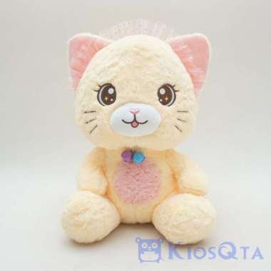 boneka kucing lucu duduk sitting cat lonceng renda kuning large