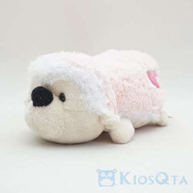boneka landak mini hedgehog bulu pink muda medium