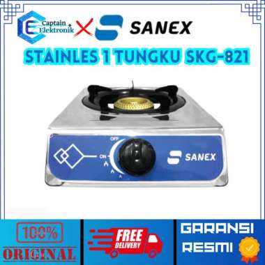 Kompor Gas Sanex SKG-821 1 Tungku Stainless Steel Silver Biru