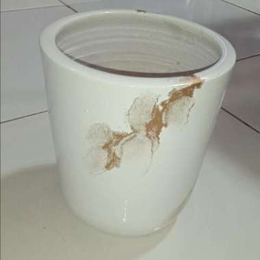 Vas Bunga Putih Motif 15x18cm|Pot Anggrek| Pot Bunga Minimalis|