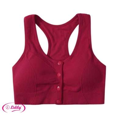 LIDILY - Sport Bra | BH Olahraga Kancing Depan | BH Senam Busui Friendly | Sportwear High Impact | S
