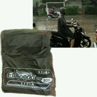 Jas Hujan Ponco Lengan Elmondo Ceria type 201 murah Ponco karet ceria Hitam