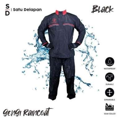 Jas Hujan Gengi / Jas Hujan Dewasa / Jas Hujan Furing Sisa Ekspor L Hitam