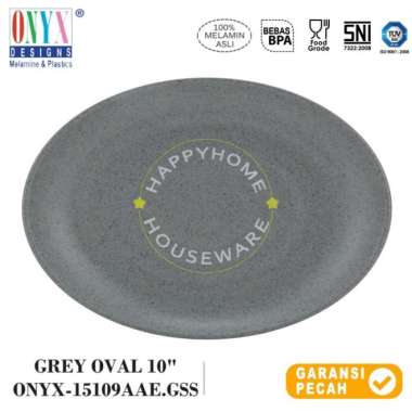 ONYX Piring Oval Melamin 10" Cosmic Granite | Piring Oval Premium Onyx 10" GREY