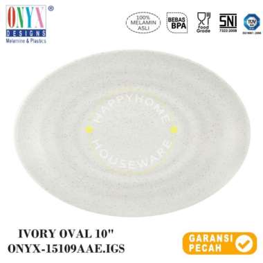 ONYX Piring Oval Melamin 10" Cosmic Granite | Piring Oval Premium Onyx 10" IVORY