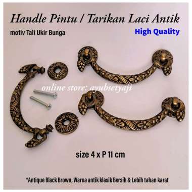 Handle Pintu Lemari motiv Tali ukir Bunga Antik / Tarikan laci arsip ukir kabinet buffet / hendel lo