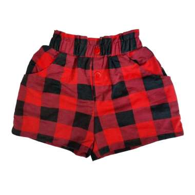 PLEU Celana Pendek Kotak Merah Celana Anak Perempuan 6 tahun