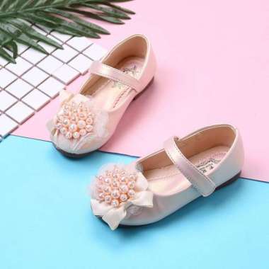 Sepatu Pesta Anak Perempuan Import warna putih & pink . H-002 37 Pink