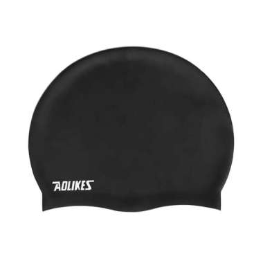 GST Topi renang 100% Silicone Swimming Cap Men Women Children Hat Protect Hitam