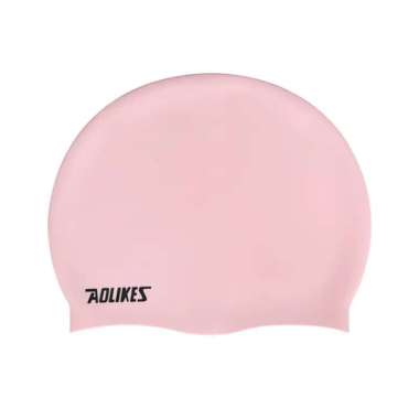 GST Topi renang 100% Silicone Swimming Cap Men Women Children Hat Protect Merah Muda