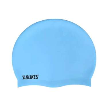 GST Topi renang 100% Silicone Swimming Cap Men Women Children Hat Protect Biru