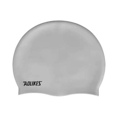 GST Topi renang 100% Silicone Swimming Cap Men Women Children Hat Protect Abu-abu