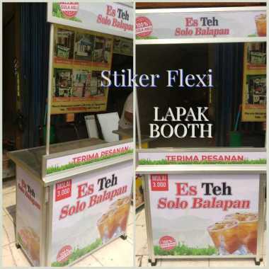 Meja Lipat Booth Es Teh dengan gambar bahan Banner Flexy jumbo 120x60