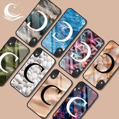 Custom Case Aesthetic Beach Inisial Nama Theme hardcase pebbles