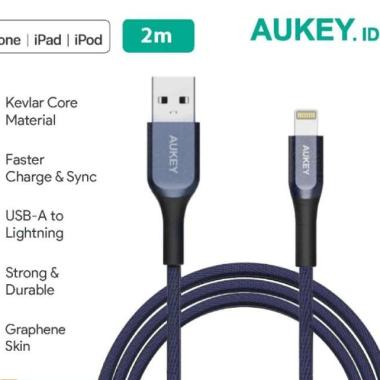Aukey Cable CB-AKL2 Blue MFI USB A To Lightning Kevlar 2M