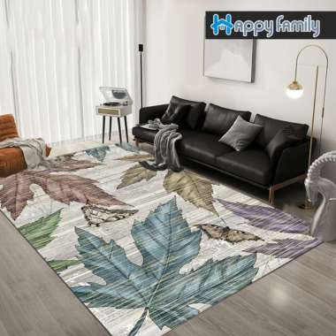 Karpet Lantai Eropa Permadani 100x160cm Anti Slip Karpet Ruang Tamu Motif Daun Super Elegan DT100-G-