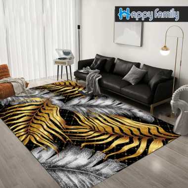 Karpet Lantai Eropa Permadani 100x160cm Anti Slip Karpet Ruang Tamu Motif Daun Super Elegan DT100-G-