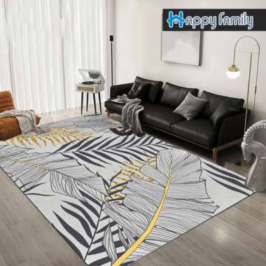 Karpet Lantai Eropa Permadani 100x160cm Anti Slip Karpet Ruang Tamu Motif Daun Super Elegan DT100-G-