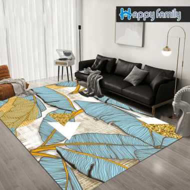 Karpet Lantai Eropa Permadani 100x160cm Anti Slip Karpet Ruang Tamu Motif Daun Super Elegan DT100-G-