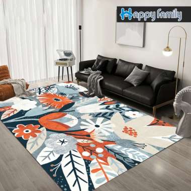 Karpet Lantai Eropa Permadani 100x160cm Anti Slip Karpet Ruang Tamu Motif Daun Super Elegan DT100-G-