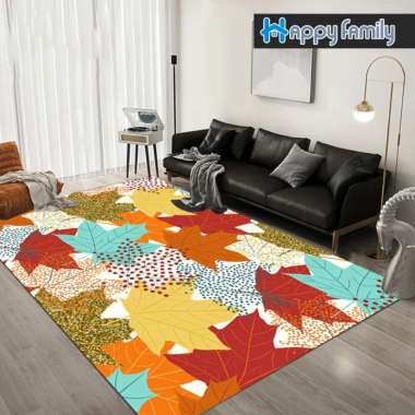Karpet Lantai Eropa Permadani 100x160cm Anti Slip Karpet Ruang Tamu Motif Daun Super Elegan DT100-G-
