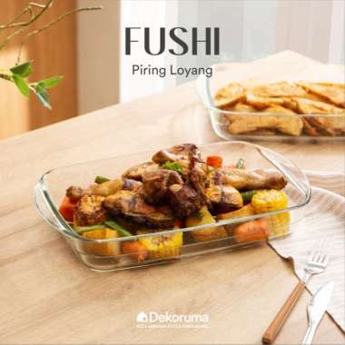 Dekoruma FUSHI Piring Oven / Piring Saji dari Kaca Rectangle 2 L