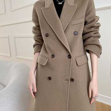 ZS Winter Long Coat Wanita Hangat Coat Blazer Korean Style cocoa XXL