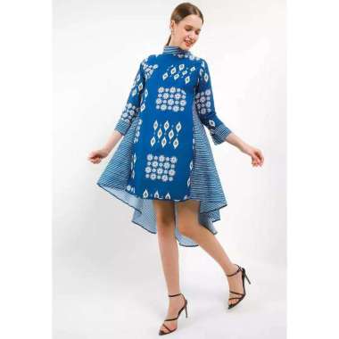 Batik First Dress BackTail Long/Sleeve Cut&Sew+Tricot Depan M Indigo