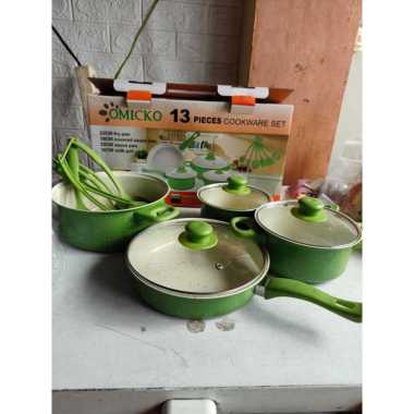 ZS PANCI SET 13PCS MARBEl/ cookware 13pc PINK hijau
