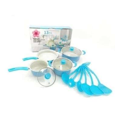 ZS PANCI SET 13PCS MARBEl/ cookware 13pc PINK biru 13pc