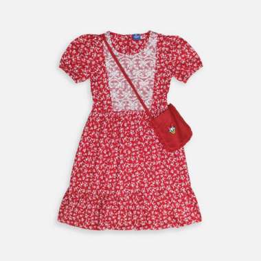 Rodeo Junior Mini Dress/ Dress Pendek Anak Red / Daisy Star Light 4-5 tahun
