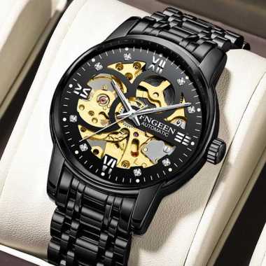 Jam Tangan Pria Automatic Mechanical Mesin Mekanik Otomatis Tanpa Baterai Kaca Tembus Pandang Gradas