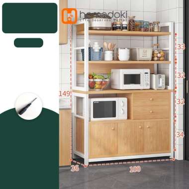 Homedoki Rak Penyimpanan Rak Dapur Microwave Kamar Rak Micoe Rak Microwave M-100*36*149
